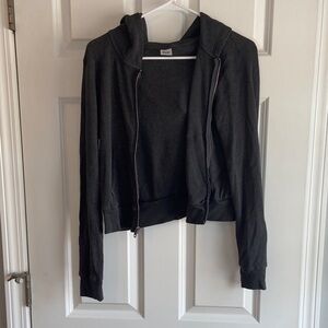 TNA Cropped Charcoal Gray Hoodie